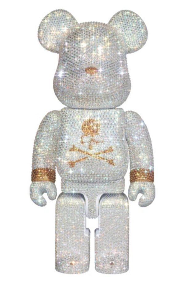 CRYSTAL DECORATE mastermind JAPAN BE@RBRICK 400％ WHITE & GOLD Ver Bearbrick
