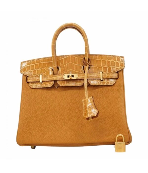 HERMES Birkin 25 Touch Togo Niloticus Handbag Caramel Tabac Camel Stamp Z